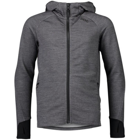 Merino Zip Hood Jr Sylvanite Grey Melange 150