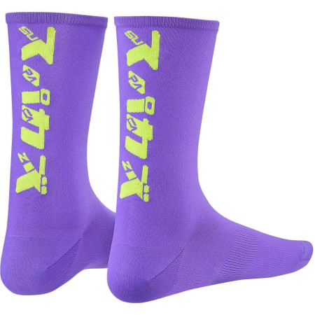 Socks - Katakana - Neon Purple and Neon Yellow - S/M