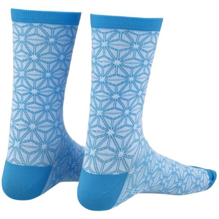 Socks - Asanoha - White & Neon Blue s/m