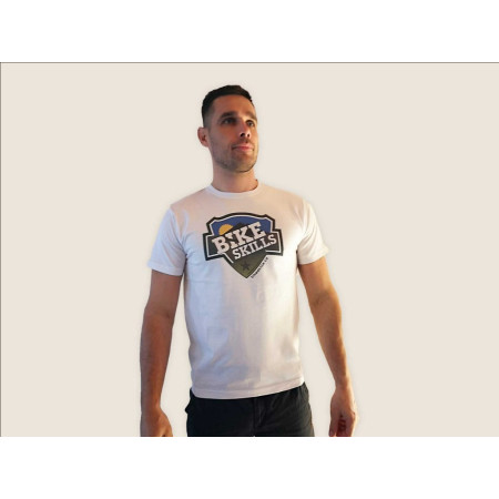 Bikeskills tričko bílé - unisex